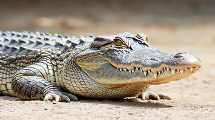 Fototapeta premium Close-up of crocodile on sand