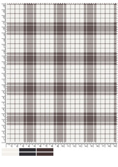 Brown and White Plaid Fabric Swatch with Ruler and Color Samples Displayed swatch fabric brown