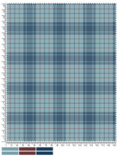 Blue and Brown Plaid Fabric Swatch with Ruler for Scale and Color Palette swatch plaid