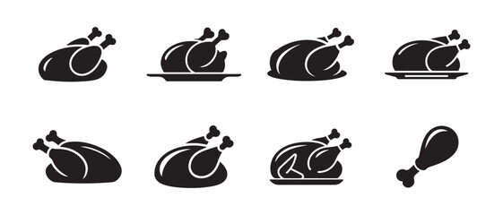 Cooking chicken roast silhouette vector. Roasted chicken icon. Cooked chicken silhouette symbol illustration © Md Jasim islam