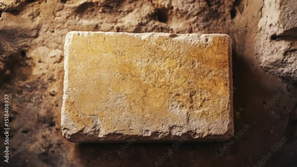 Leinwandbilder a single stone block resting on top of a wall, perfect for use in architectural or structural design