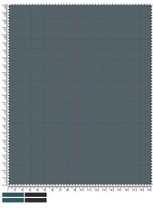 Detailed Swatch of Teal and Brown Glen Plaid Fabric with Measurement Markings on the Edges