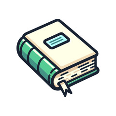 green and light yellow thick book vector illustration isolated