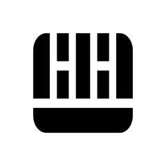 Black camera icon with rounded edges and a white plus sign centered on the camera body design element