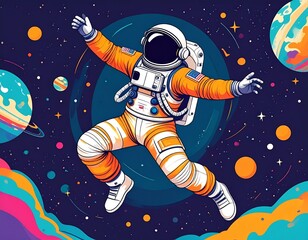 cartoon astronaut in space