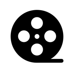 Obraz premium Classic film reel icon. Simple black film reel symbol perfect for movie industry logo. This film reel image is ideal for cinema branding and app icon design.