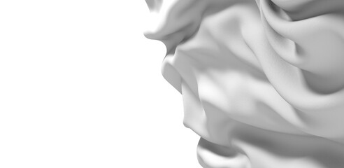 A close-up of a white fabric draped softly against a dark background, creating a smooth, flowing...