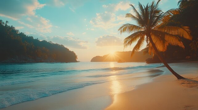 Tropical sunset beach scene (1)