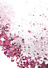 Naklejka premium Pink confetti explosion on white background. Festive celebration image ideal for party invitations, banners, and more.
