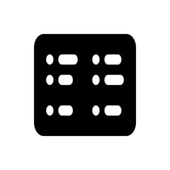 Black rounded square containing three horizontal white lines evenly spaced inside representing menu icon