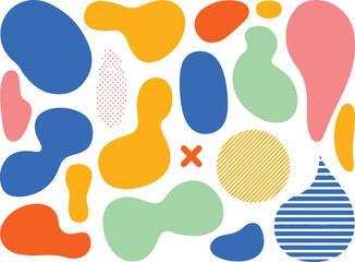 Abstract colorful liquid shapes on transparent background