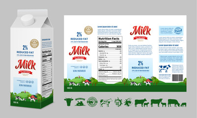 Vector milk carton packaging design template