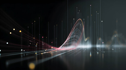 Obraz premium Abstract digital wave form visualization against a dark background with light elements.