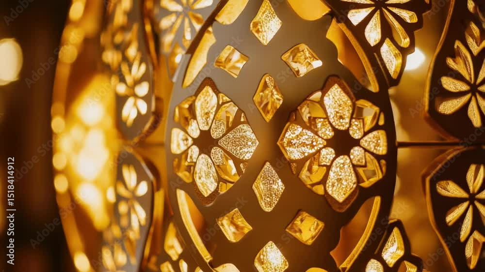 Poster A detailed view of a decorative light fixture with intricate designs and patterns
