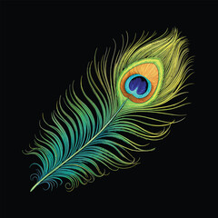 Vibrant Peacock Feather Vector Illustration.
