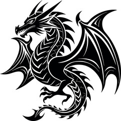 Chrome Dragon Tattoo Vector In Y2K Style Shallotte on white background
