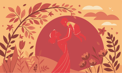 Mother & son vector illustration free download