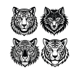 Tribal tiger head vector and silhouette tattoo design, a powerful wild animal illustration Tribal tiger head vector and silhouette tattoo design, a powerful wild animal illustration.