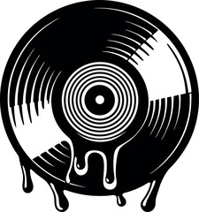 Melting Vinyl Record Vector Shiny Effect Shallotte on white background