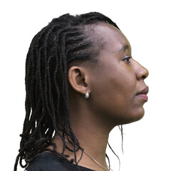 Profile of African Woman Side Face on White Background