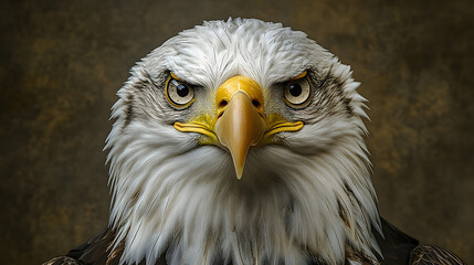 Fototapeta premium Close-up of a bald eagle's head and upper body.