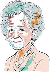 old lady art painting style