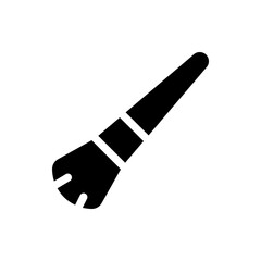 Illustration of a black makeup brush with a long handle and a flat brush head on a white background view
