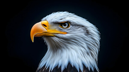 Obraz premium Close-up of a bald eagle's head and neck.