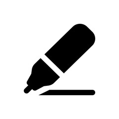 Illustration of a black marker with a thick barrel drawing a line on a white background surface area