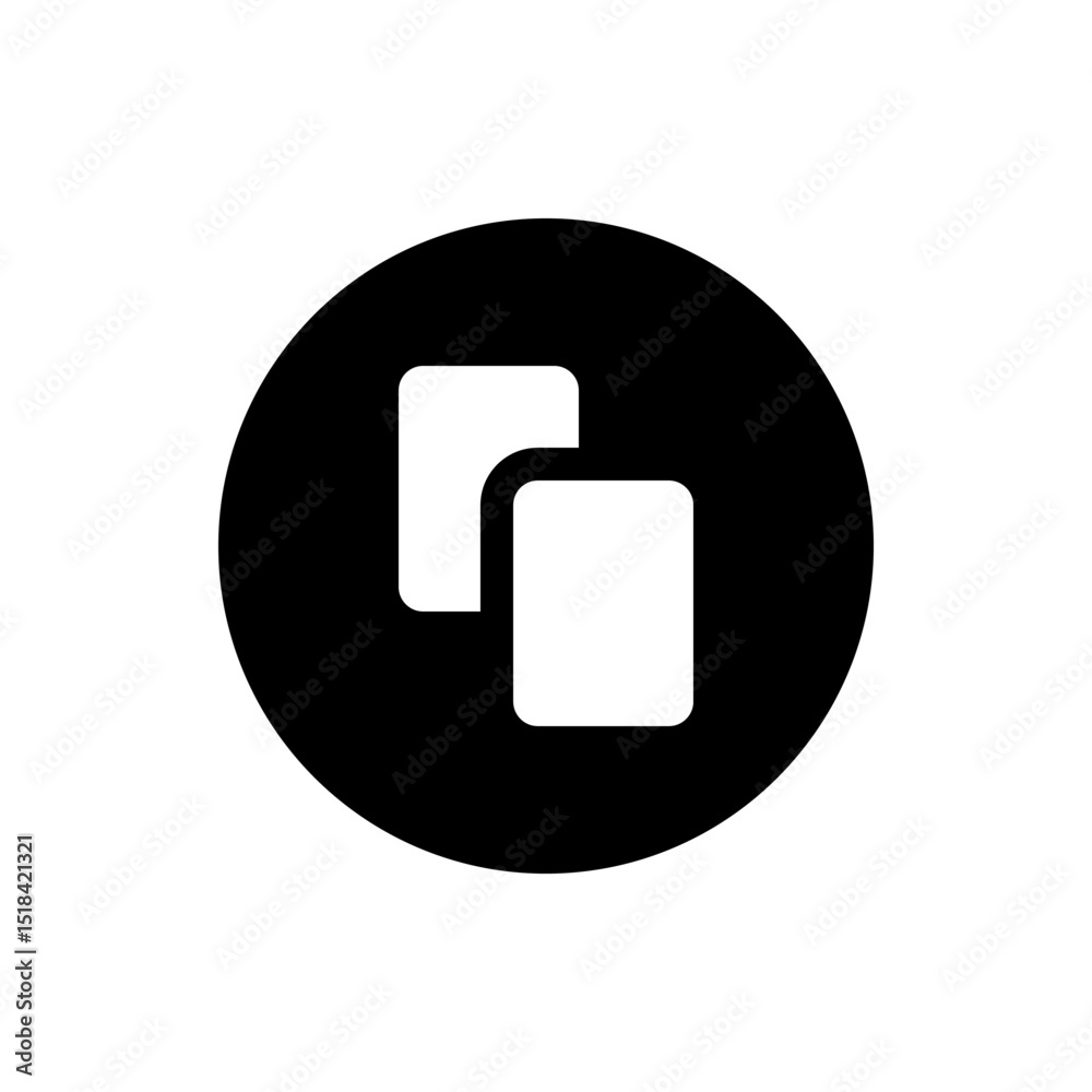 Poster two overlapping white rectangles inside a black circle creating a simple and modern graphic design e
