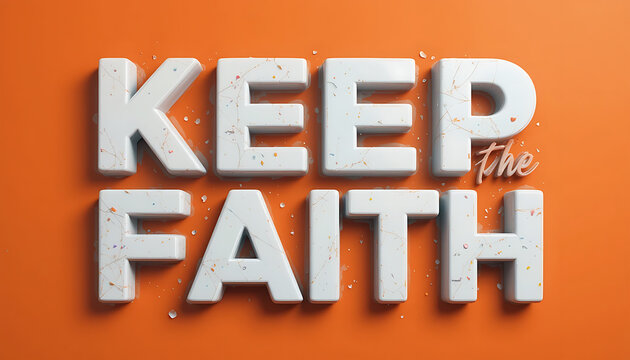 Inspirational keep the faith message in 3d text