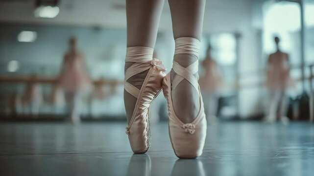 Graceful ballet pointe technique demonstration in dance studio