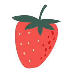 Strawberry. Red Juicy Sweet Berry. Hand-drawn flat vector illustration isolated