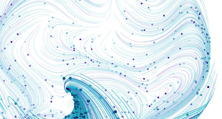 Abstract background with swirling blue lines and dots. Perfect for modern designs.