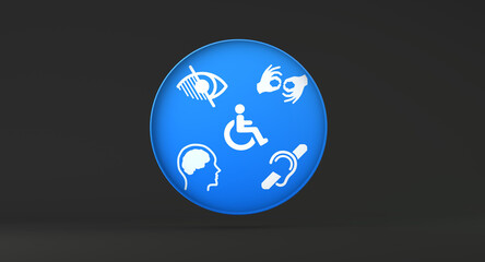 Disabled, Disability Signs, Icons are Visual Presentation. 
