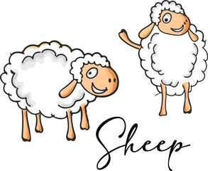Happy sheep with cycle cake and balloons, birthday theme sheep emoji, sheep emoji celebrating watercolor vector illustration