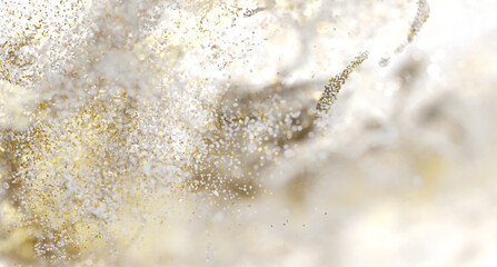 Abstract background with gold and white glitter explosion. Perfect for luxury, celebration, and festive designs.