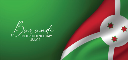 Burundi Independence Day 1 July waving flag vector poster