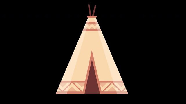 Minimalist illustration of a Native American Tipi on a Transparent Background