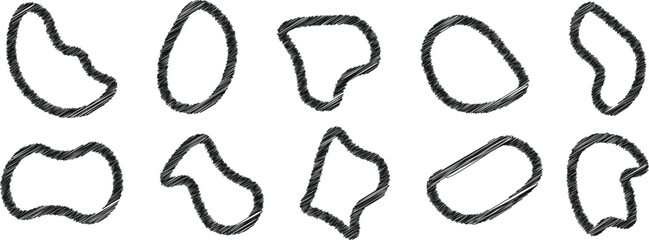 Stylized Black Circle Shapes and Abstract Decorative Design Set – Modern Vector Illustration for Unique Art Assets