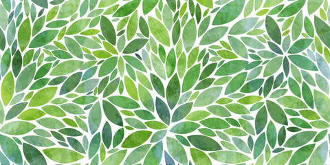 Leaves vector pattern. Green leaf watercolor seamless pattern. Leafs pattern background. Green leaves with watercolour texture