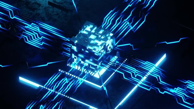 Circuit Blockchain Background Loop Animation - Computer, Data, Technology, Artificial Intelligence
