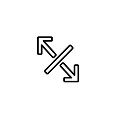 Black outline resize, shuffle, or full-screen toggle icon with two diagonal arrows separated by a line