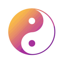 Yin Yang symbol with an orange and purple gradient, representing balance and harmony