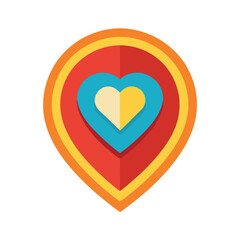 Colorful heart shaped location map pin icon