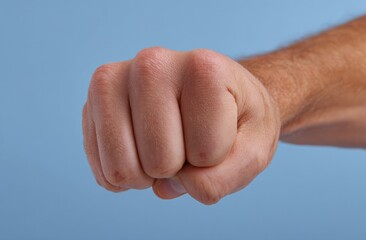 Fist clenched in aggressive gesture. Power, aggression, anger, threat, force, control