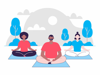  a mixed group of people doing meditation or yoga 