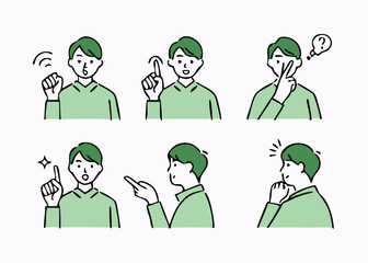 Gesture pose set for men's and women in plain clothes.  Different People Poses Set Vector Illustration. 
