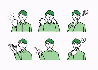 Gesture pose set for men's and women in plain clothes.  Different People Poses Set Vector Illustration. 