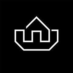 Letter W house creative line logo design